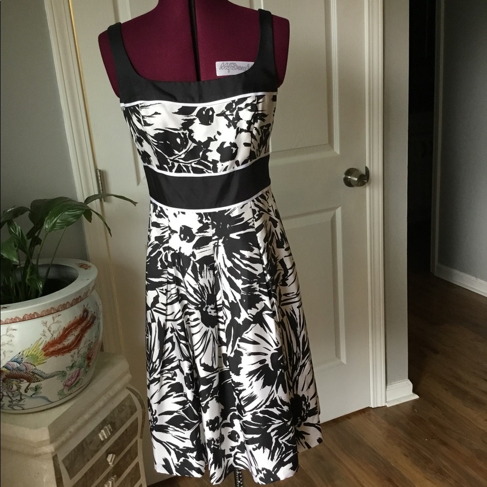 White House Black Market Silk Dress White/Black 4